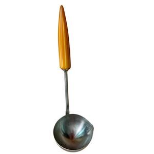 Androck Vtg Large Ladle Utensil Bullet Butterscotch Handle Bakelite Stainless